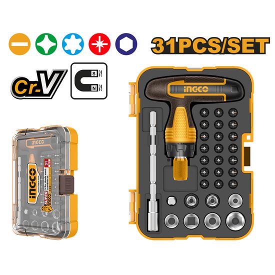 INGCO S/driver T Hndl Wrench Set 31pc