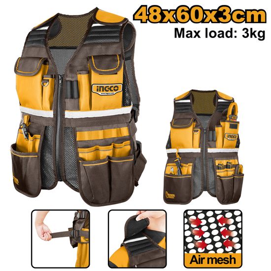 INGCO Tool Vest Adj Straps 48x60x3cm 17 Pocket 3kg
