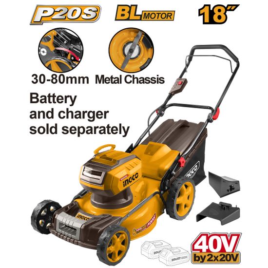 INGCO 20v Ps+ C/l 40v Lawn Mower 460mm 60l