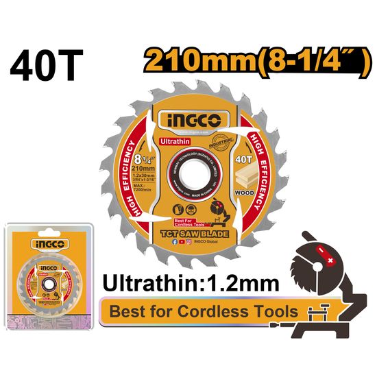 INGCO Blade Tct Wood U/thin 210x40t