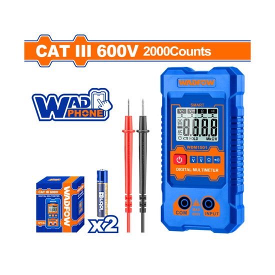 WADFOW Multimeter Digital 600v Catiii Rms 2000 + Bat