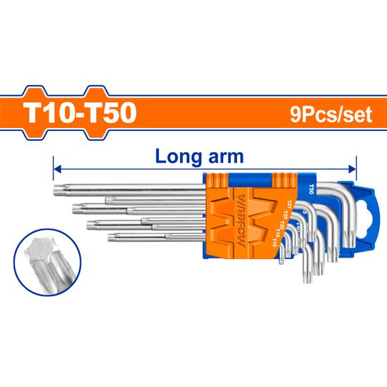 WADFOW A/key Torx Long Set Cr-v T10-t50 9pcs