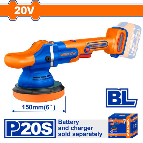 WADFOW 20v Ps+ C/l B/l Polisher 150mm Incl Ass No B/c