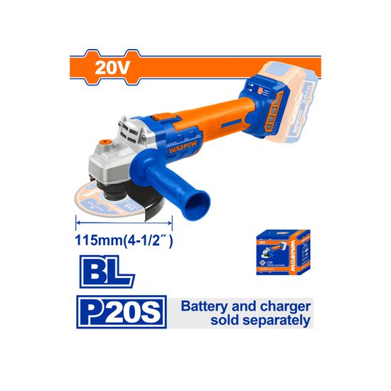 WADFOW 20v Ps+ C/l A/grinder B/less 115mm