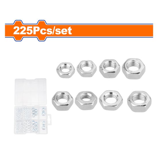 WADFOW Nut Hex Acc Set 3-10mm 225pcs