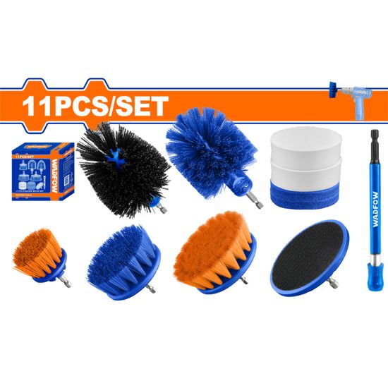 WADFOW Brush Cleaning Set + Hndl 1/4 Hex 2 To 3.5 11pcs