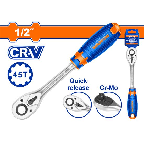 WADFOW Ratchet Wrench Cr-v/crmo 1/2 45t 260mm