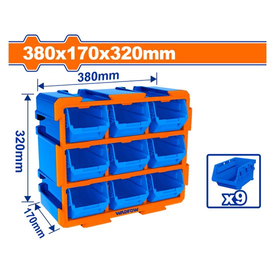 WADFOW Storage Tower Set 380x170x320mm Bin 9pcs