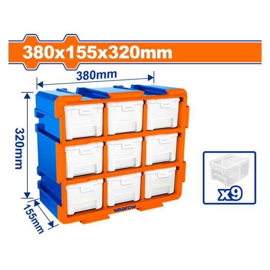 WADFOW Storage Tower Set 380x155x320mm Bin 9pcs