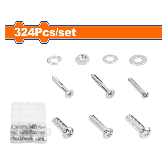 WADFOW Screw & Hex Nut Acc Set 4-6mm 324pcs