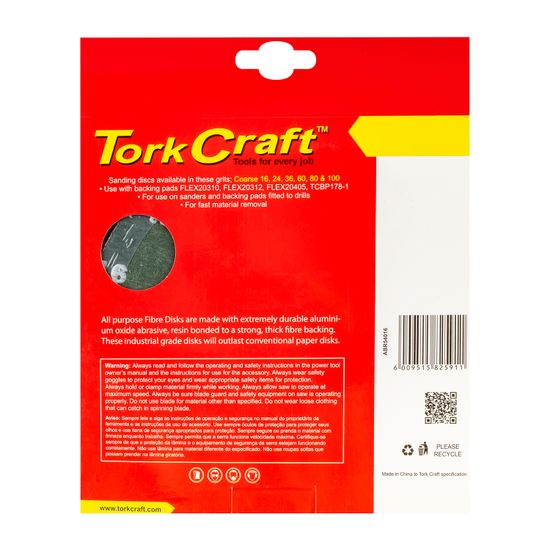 TORK CRAFT Fibre Disc 180mm 16 Grit 5/pack