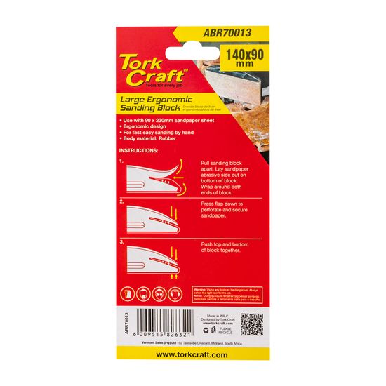 TORK CRAFT Sanding Block Ergonomic 140 X 90 For Hand Use Black