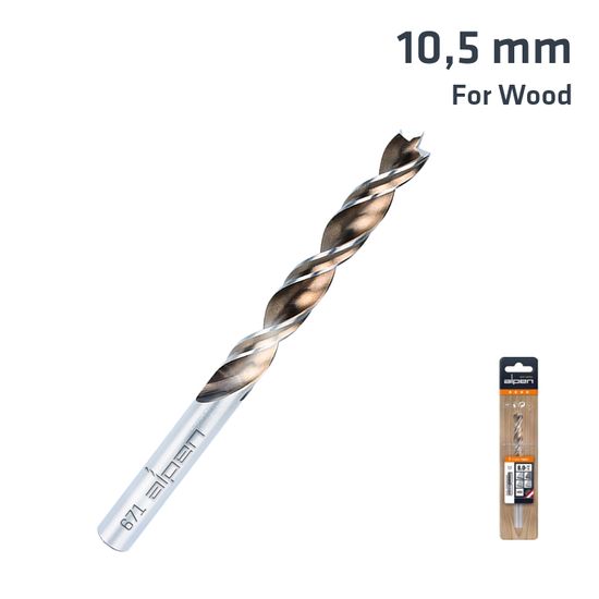 ALPEN Timber Twist 10.5mm Wood Drill Bit Sleeved