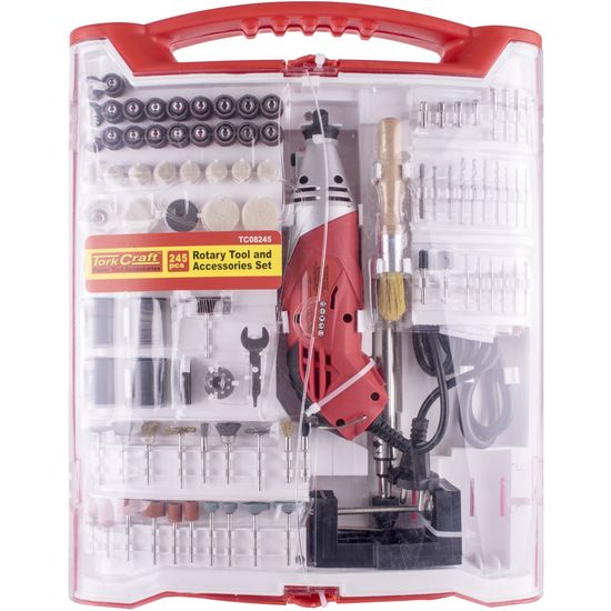 TORK CRAFT Rotary Tool 170w Accessory Set 245pc With Stand And Flex Shaft