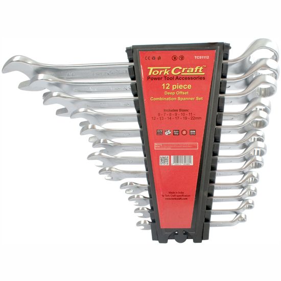 TORK CRAFT 12pcs Deep Offset Combination Spanner Set 6-22mm