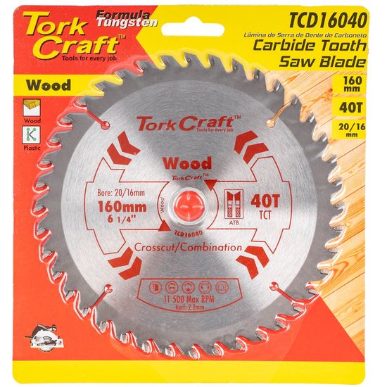 TORK CRAFT Blade Tct 160 X 40t 20/16 General Purpose Combination