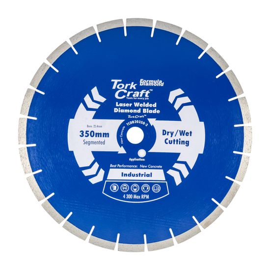 TORK CRAFT Diamond Blade 350x25.4mm Green / New Concrete Laser Welded Segmented