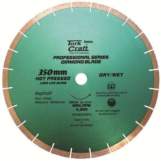 TORK CRAFT Diamond Blade 350x25.4mm Asphalt Hot Pressed Segmented Tar