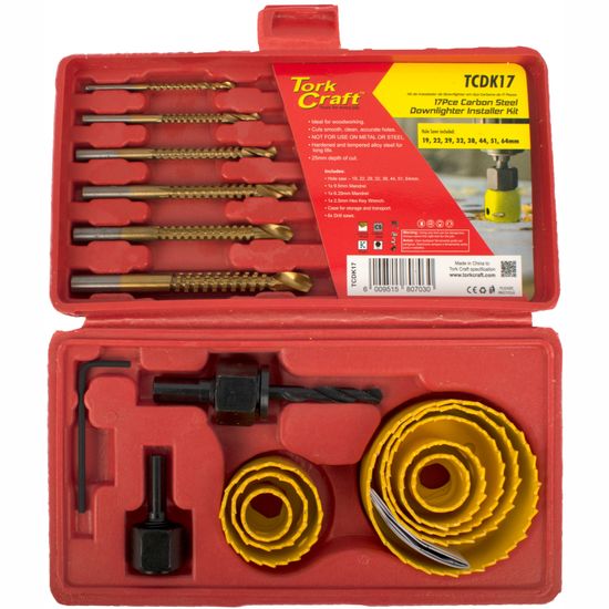 TORK CRAFT Downlighter Installers Kit W/drill Saws 17pce