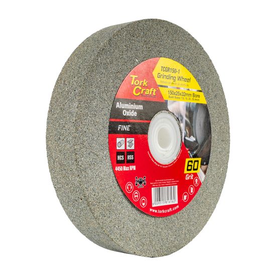 TORK CRAFT Grinding Wheel 150x25x32mm Bore Fine 60gr W/bushes For Bench Grinder