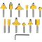 TORK CRAFT Router Bit Set 12pc 1/4' Straight & Profile