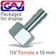 GAV Hose Adaptor 1/4f X 10mm Packaged